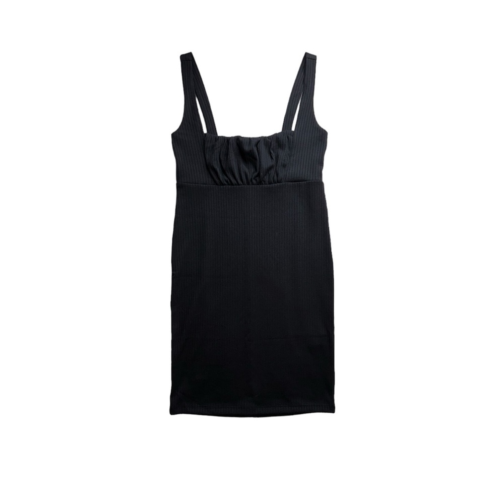 BLACK KNIT TANK DRESS W/ RUCHED BUST · SIZE M - Picture 3 of 4